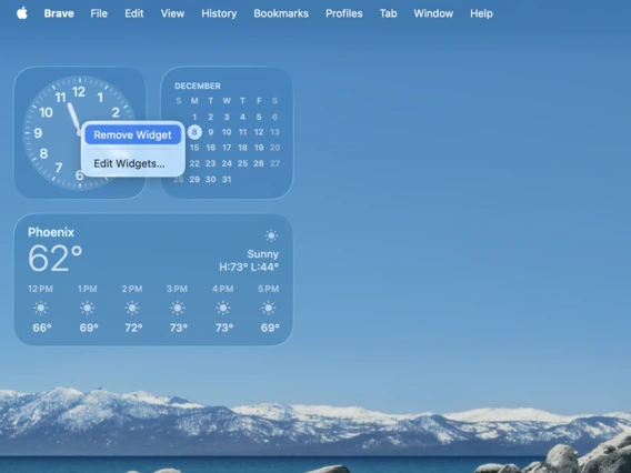 MacOS Tahoe remove widget