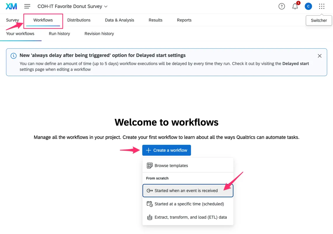 qualtric workflow